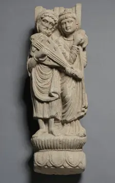 Bracket with Two Musicians, 100s. Creator: Unknown