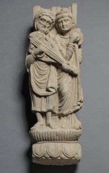 Bracket with Two Musicians, 100s. Creator: Unknown