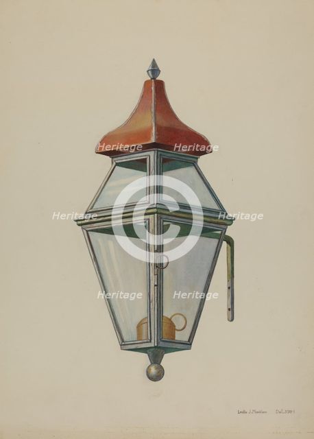 Bracket Lamp, c. 1939. Creator: Leslie Macklem.