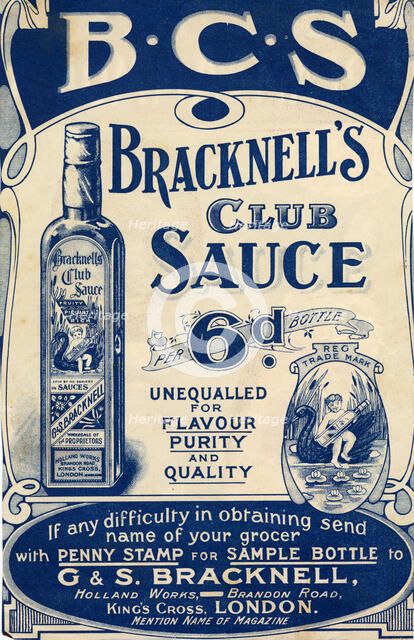Bracknell's Club Sauce, 1900. Artist: Unknown