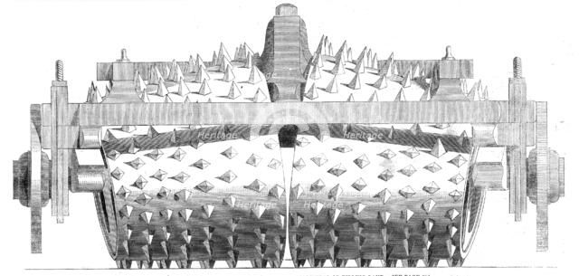 Braby's machine for breaking-up roads and scarifying or tilling land, 1861. Creator: Unknown.