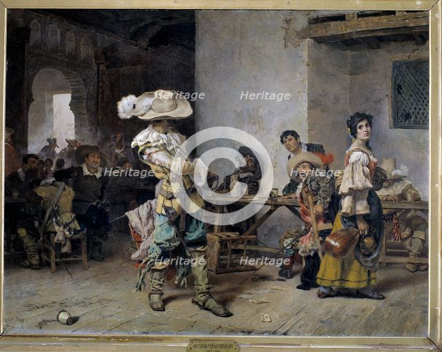 Braggarts at an inn,' by Muñoz Degrain, oil, 1881.