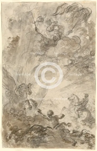 Bradamante Tries to Catch Hold of the Hippogryph [recto], 1780s. Creator: Jean-Honore Fragonard.
