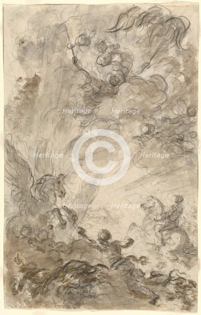 Bradamante Tries to Catch Hold of the Hippogryph [recto], 1780s. Creator: Jean-Honore Fragonard.