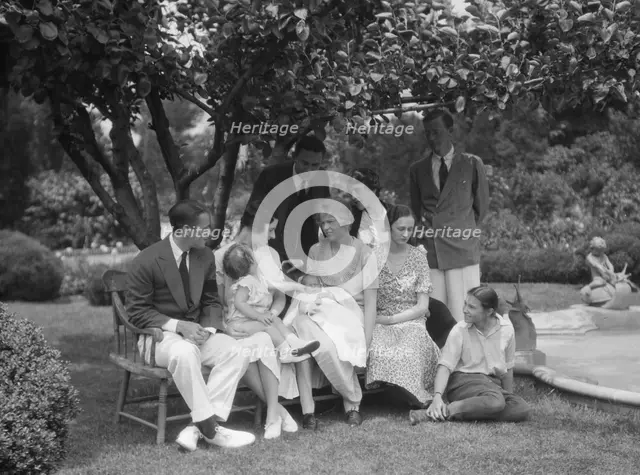 Brady, J.C., Mrs., group, seated outdoors, 1930 May 24. Creator: Arnold Genthe.