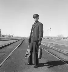 Brakeman on the Challenger, Nevada, 1939. Creator: Dorothea Lange