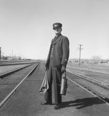 Brakeman on the Challenger, Nevada, 1939. Creator: Dorothea Lange