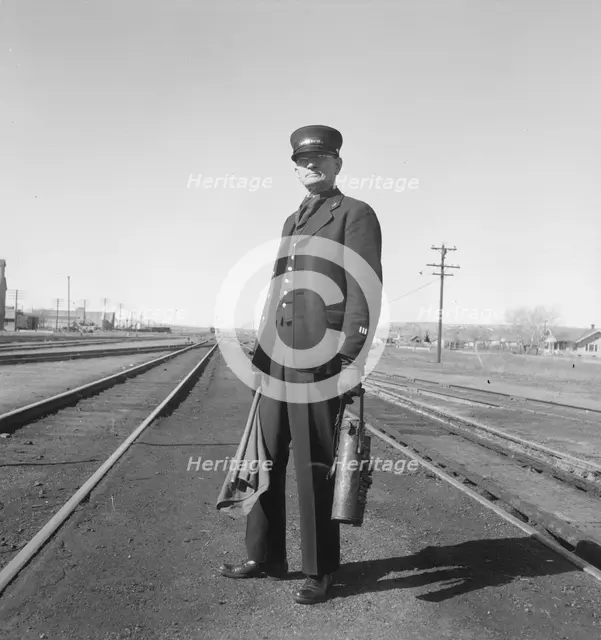 Brakeman on the Challenger, Nevada, 1939. Creator: Dorothea Lange.