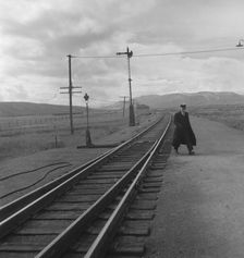 Brakeman on the Challenger, Nevada, 1939. Creator: Dorothea Lange