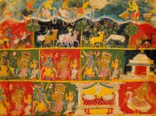 Brahma Salutes Krishna (recto); Text (verso);Folio from a Bhagavata Purana..., between 1525 and 1550 Creator: Unknown