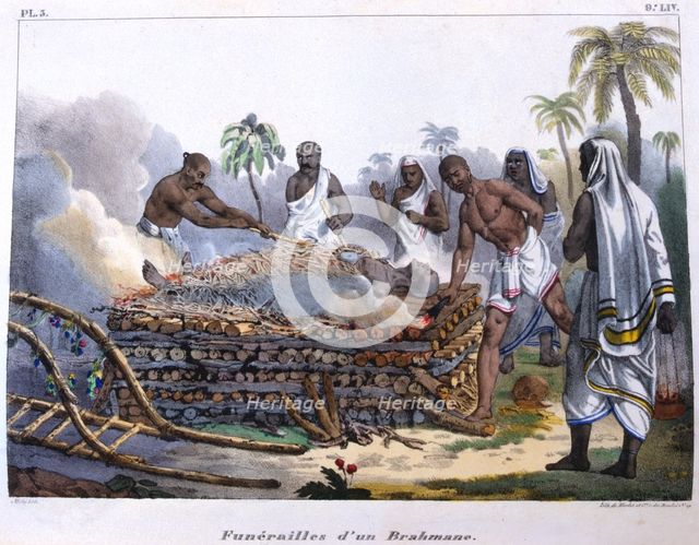 Brahmin funeral, India, mid 19th century. Artist: E Beau