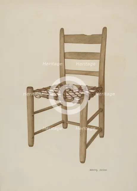 Braided Rawhide Bottom Chair, c. 1940. Creator: Dorothy Johnson.