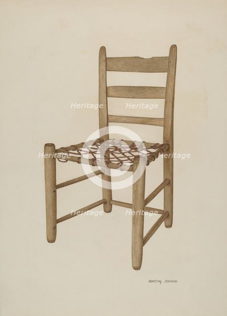 Braided Rawhide Bottom Chair, c. 1940. Creator: Dorothy Johnson.