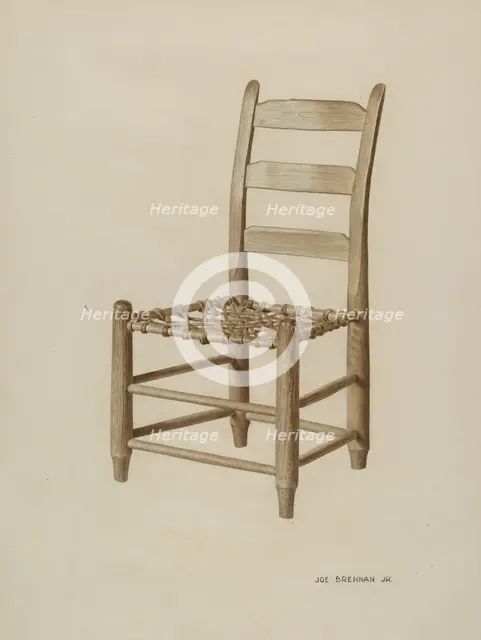 Braided Rawhide-bottomed Chair, c. 1939. Creator: Joe Brennan.