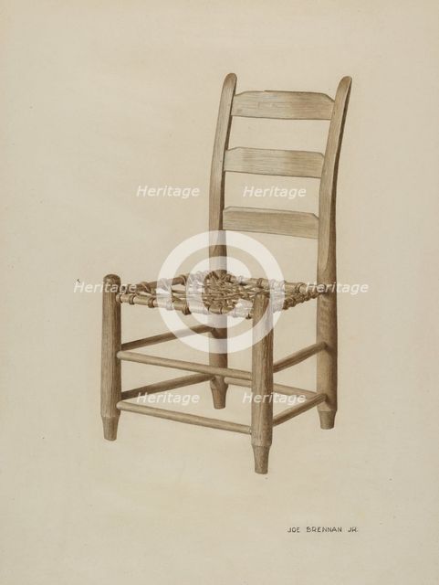 Braided Rawhide-bottomed Chair, c. 1939. Creator: Joe Brennan.