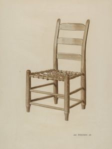 Braided Rawhide-bottomed Chair, c. 1939. Creator: Joe Brennan