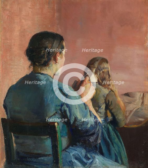 Braiding her Hair, probably 1888. Creator: Christian Krohg.