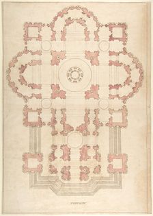 Bramante's Plan for St. Peter's, 16th-17th century. Creator: Anon