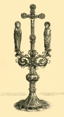 Branched altar cross, 14th-15th century, (1881). Creator: J S Goepel