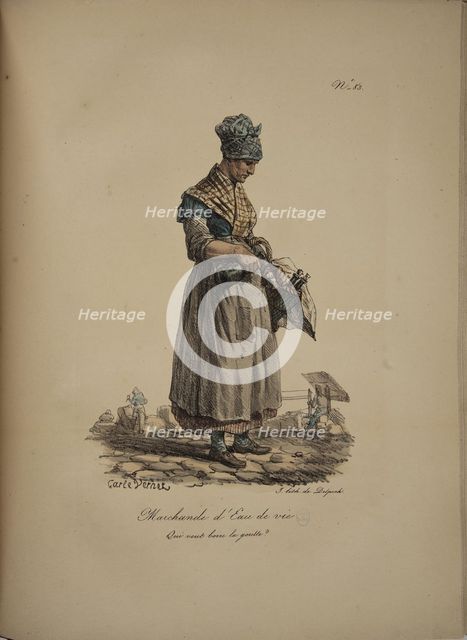 Brandy seller. From the Series "Cris de Paris" (The Cries of Paris), 1815. Creator: Vernet, Carle (1758-1836).