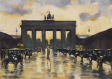 Brandenburg Gate seen from Pariser Platz, 1928. Creator: Ury, Lesser (1861-1931)