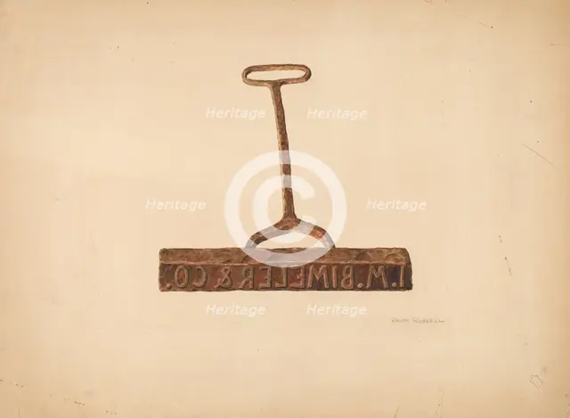 Branding Iron Used for Boxes and Bags, c. 1941. Creator: Ralph Russell.