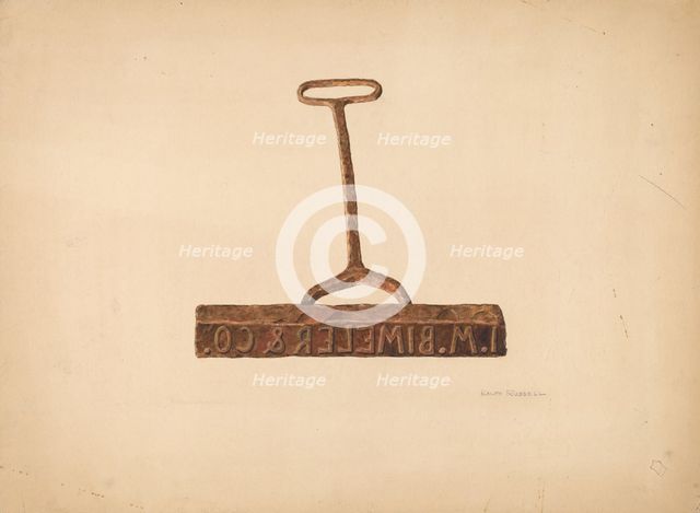 Branding Iron Used for Boxes and Bags, c. 1941. Creator: Ralph Russell.