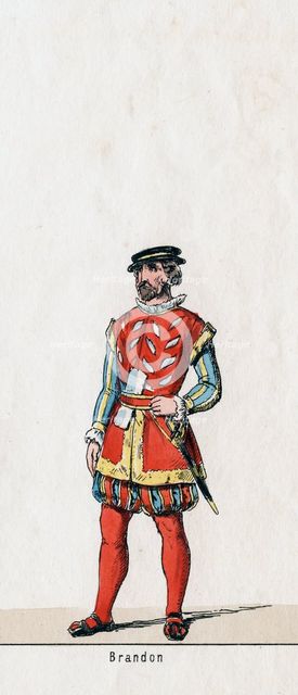 Brandon, costume design for Shakespeare's play, Henry VIII, 19th century. Artist: Unknown