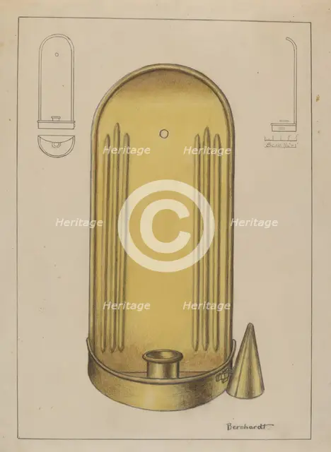 Brass Candle Holder, c. 1936. Creator: Gerald Bernhardt.