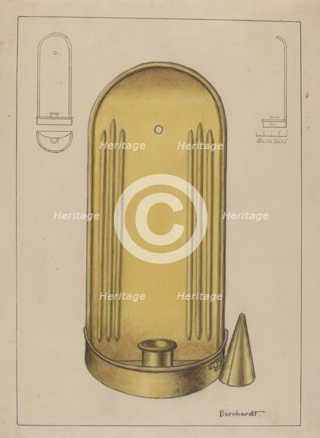 Brass Candle Holder, c. 1936. Creator: Gerald Bernhardt.