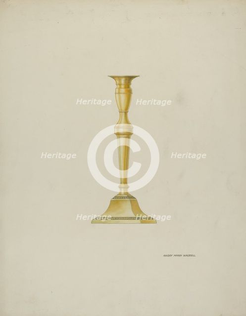 Brass Candlestick, c. 1937. Creator: Harry Mann Waddell.
