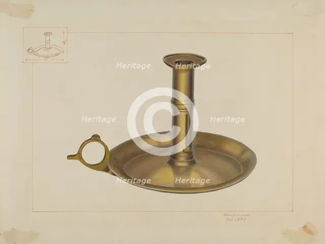 Brass Candlestick, c. 1938. Creator: Edward L Loper.