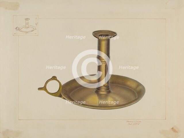 Brass Candlestick, c. 1938. Creator: Edward L Loper.