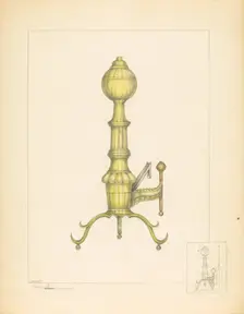 Brass Andiron, c. 1937. Creator: Henry Meyers