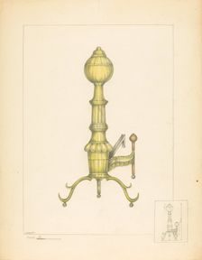Brass Andiron, c. 1937. Creator: Henry Meyers