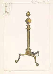 Brass Andirons, c. 1938. Creator: Edward L Loper