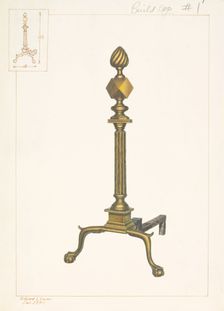 Brass Andirons, c. 1938. Creator: Edward L Loper