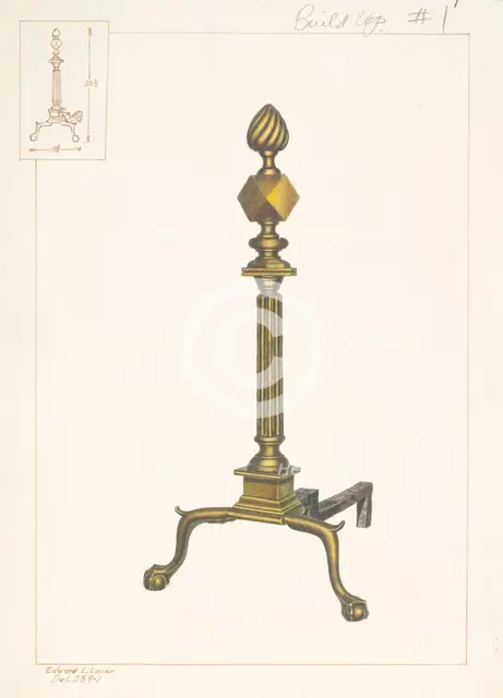 Brass Andirons, c. 1938. Creator: Edward L Loper.
