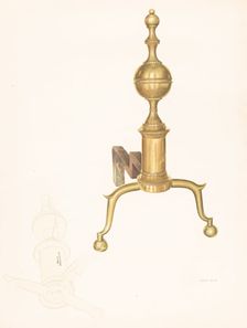 Brass Andirons, c. 1938. Creator: Robert Clark