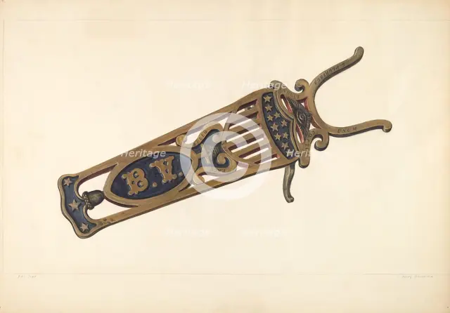 Brass Bootjack, c. 1938. Creator: Henry Rasmusen.