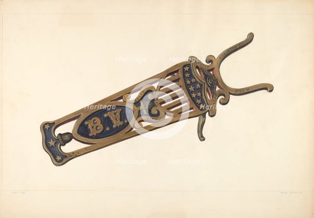 Brass Bootjack, c. 1938. Creator: Henry Rasmusen.