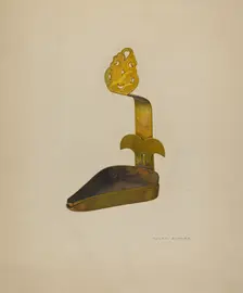 Brass Betty Lamp, c. 1940. Creator: Oscar Bluhme