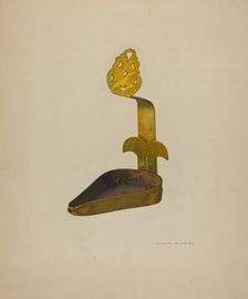 Brass Betty Lamp, c. 1940. Creator: Oscar Bluhme