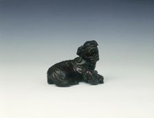 Brass Buddhist lion dog with offspring, late Ming to early Qing dynasty, China, 17th century