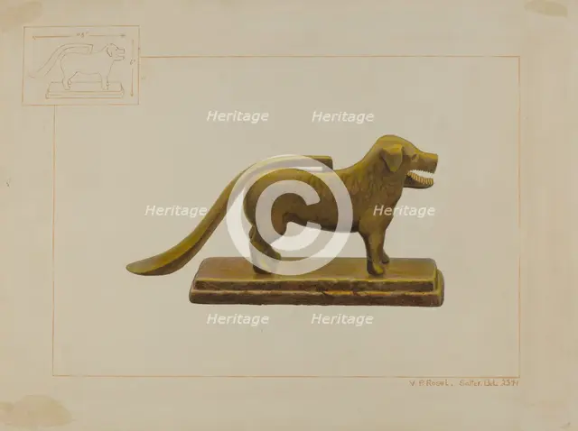 Brass Dog Nutcracker, c. 1938. Creator: Vincent P. Rosel.