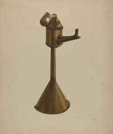 Brass Oil Lamp, c. 1939. Creator: Andrew Topolosky