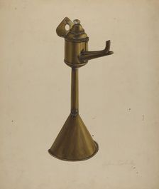 Brass Oil Lamp, c. 1939. Creator: Andrew Topolosky