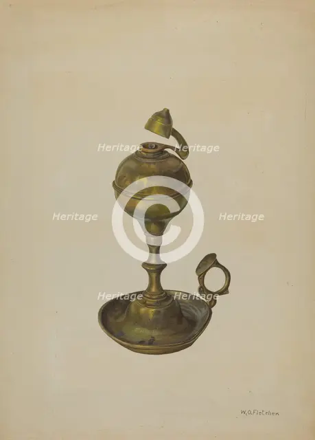 Brass Lamp, c. 1939. Creator: William O. Fletcher.