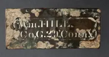 Brass stencil for William Hill, ca. 1863. Creator: Unknown