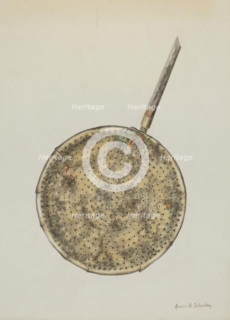 Brass Sugar Skimmer, c. 1938. Creator: Annie B Johnston.